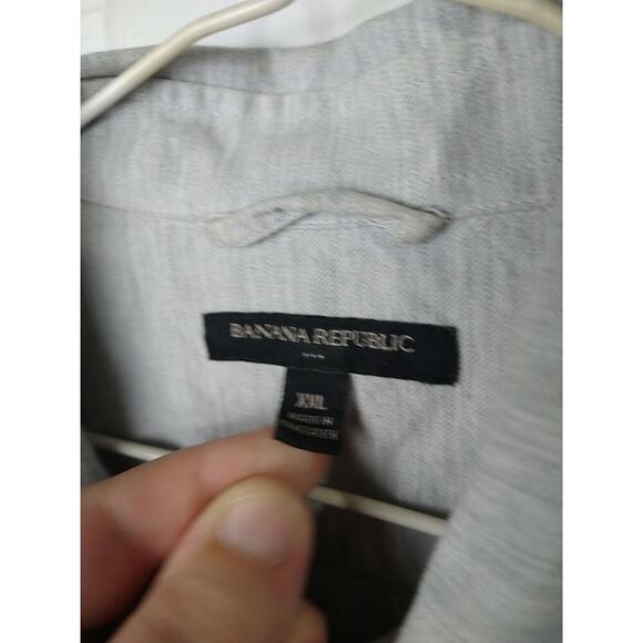 Banana Republic Men's XXL Shirt Long Sleeve Grey Collared Button Pocket Dress... - Picture 3 of 9